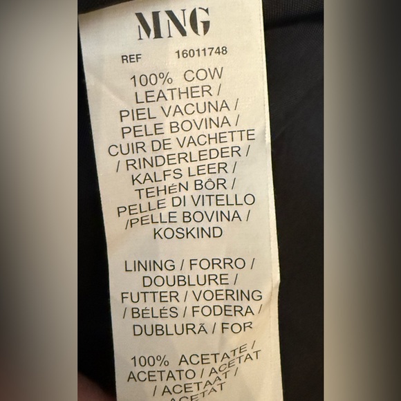 MANGO MNG Studded Black Cropped Leather Biker Moto Jacket As EUR M US S - Picture 11 of 11